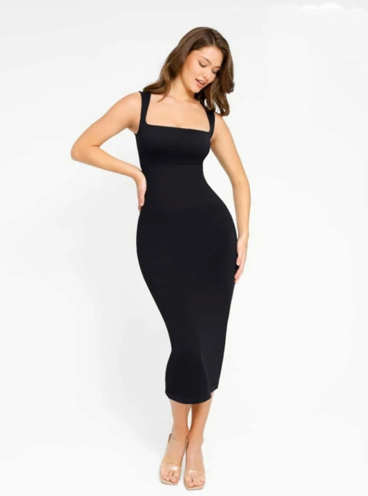 Black Sculpted Silhouette Shapewear Dress