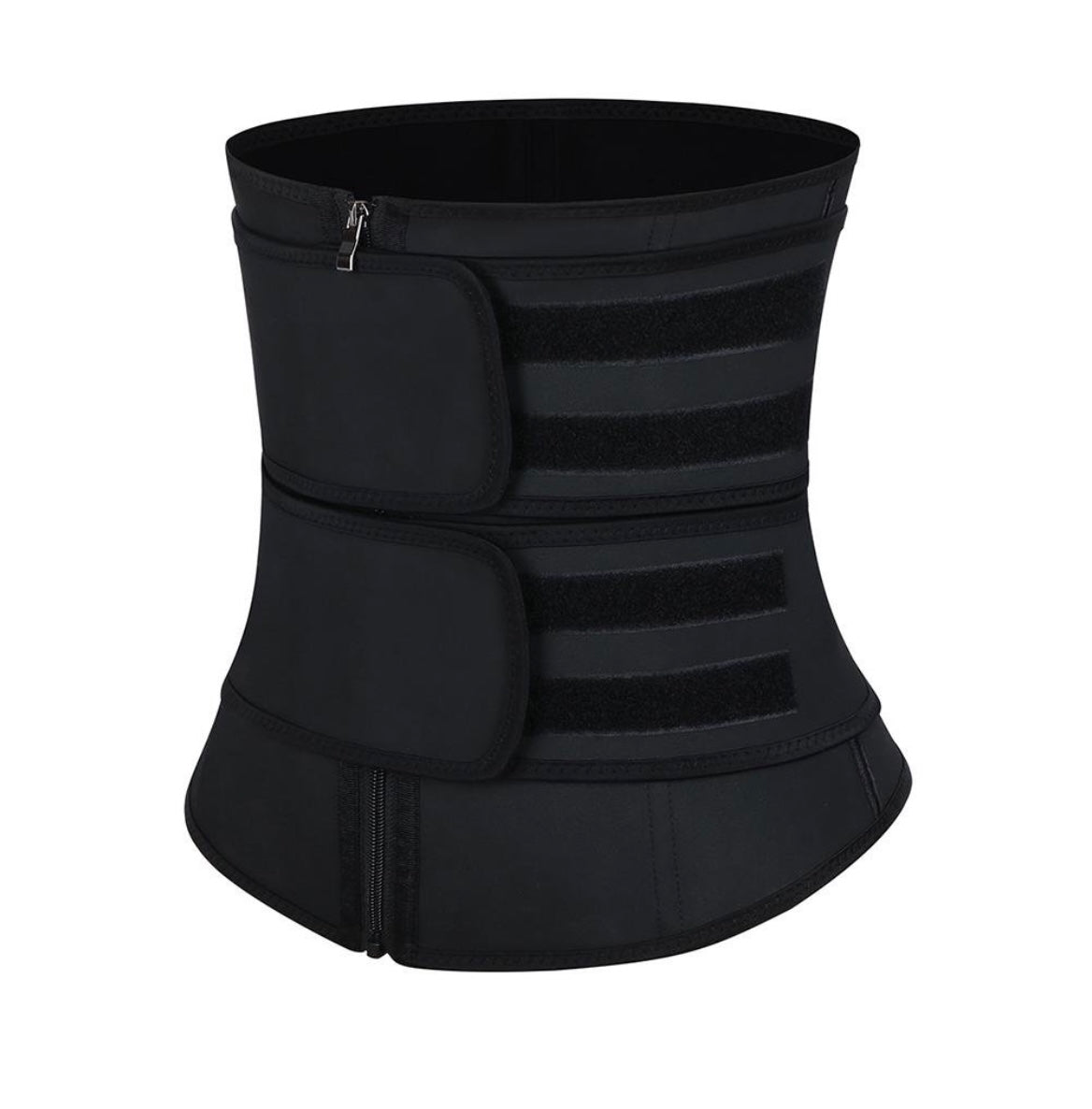 Curvy Goddess Black Latex Zipper Double Belt