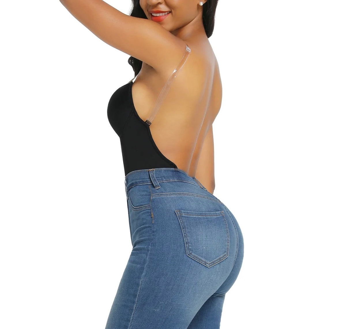 Black Goddess Low Cut Backless Bodysuit