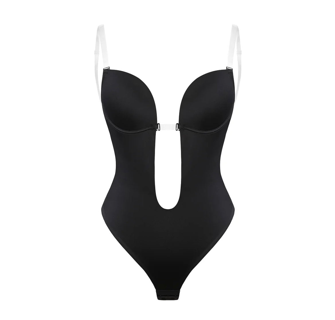 Curvy Goddess Black Low Cut Backless Bodysuit