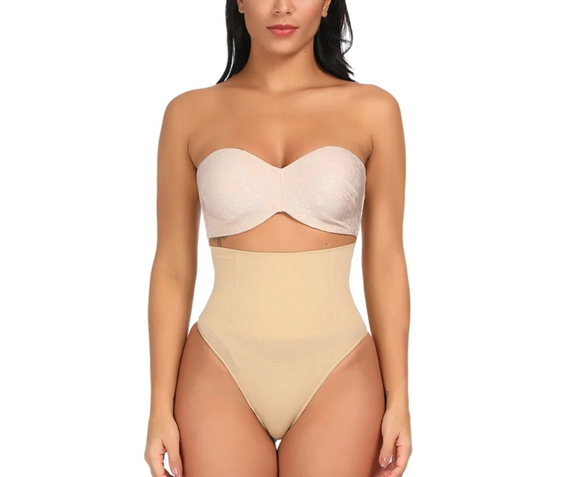 Beige Tummy Control Thong Shaper