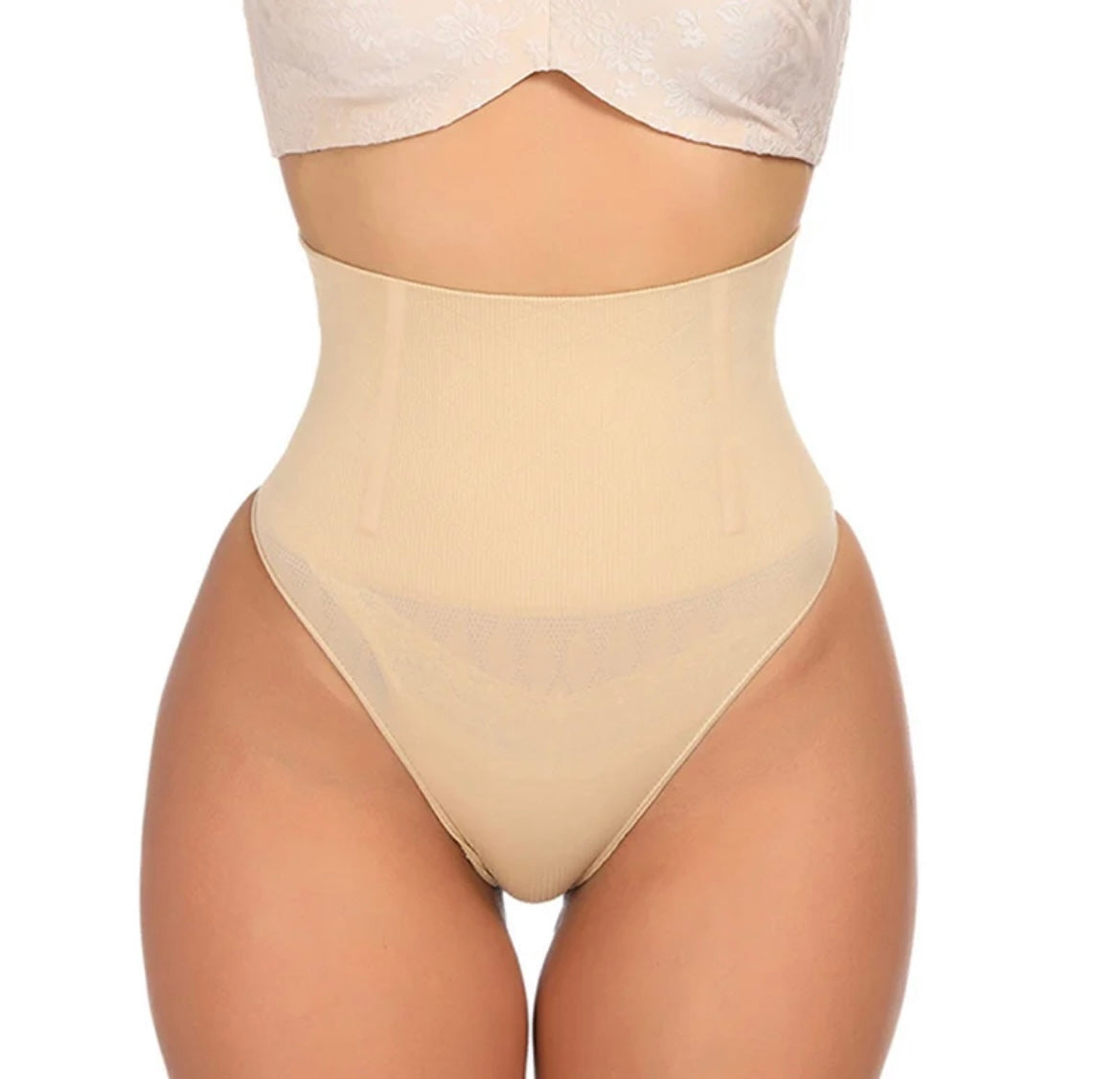 Beige Tummy Control Thong Shaper