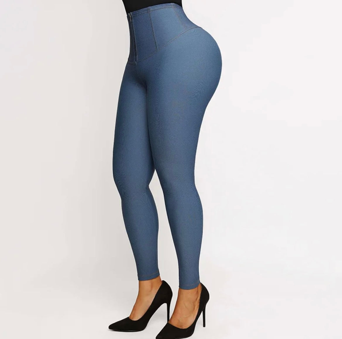 Black Denim Mid-Waist Shaping Jeggings