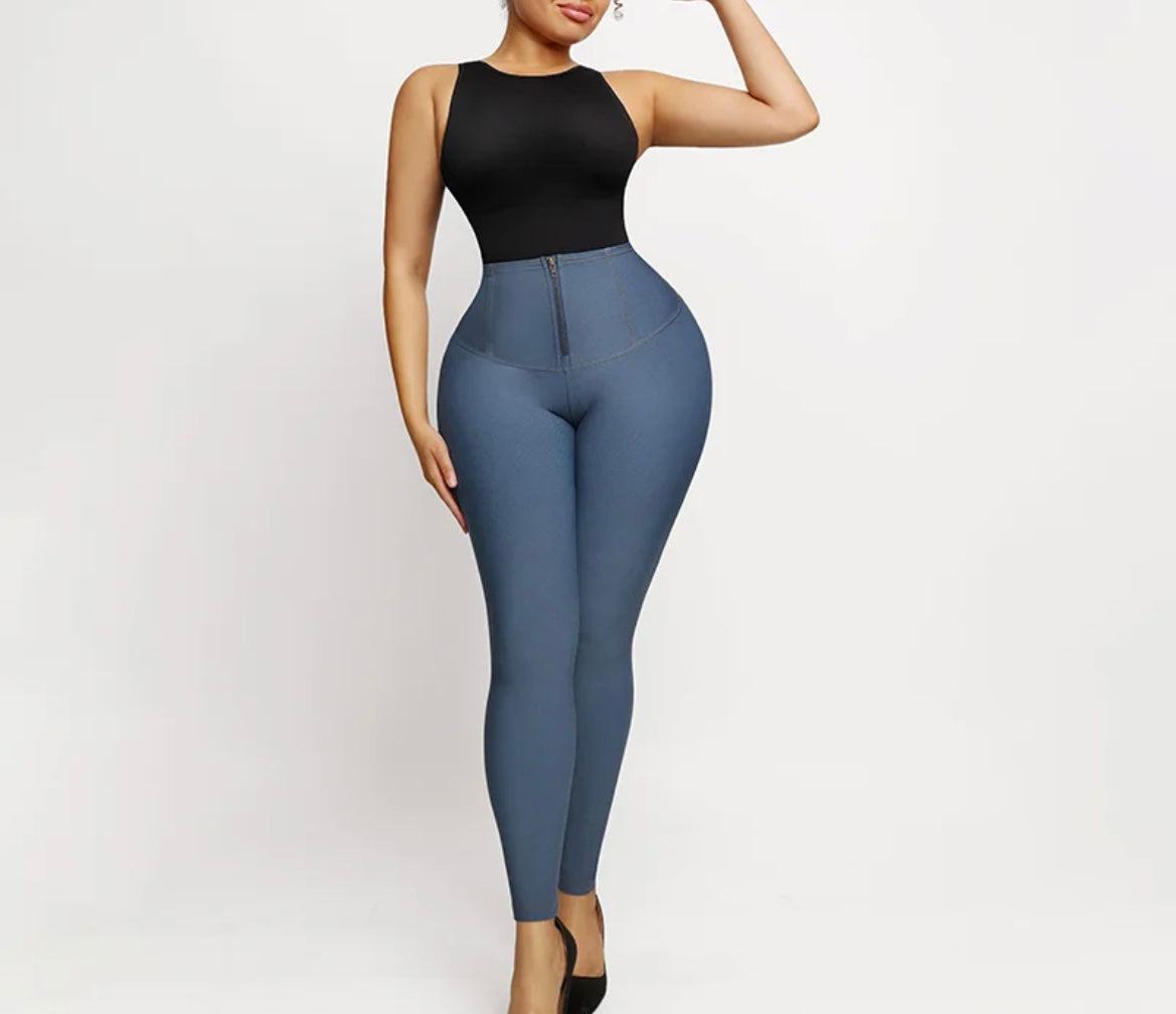 Black Denim Mid-Waist Shaping Jeggings