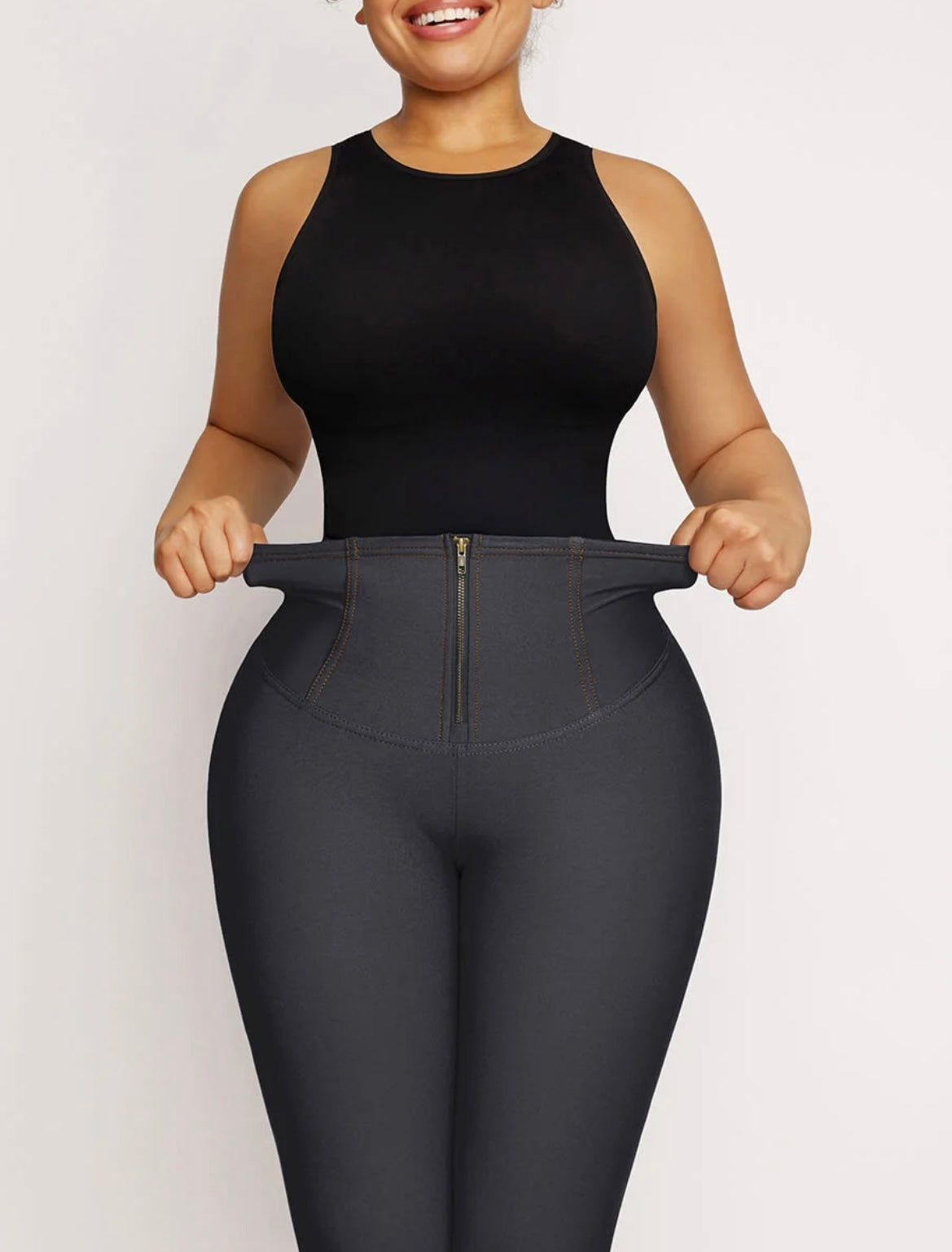 Black Denim Mid-Waist Shaping Jeggings