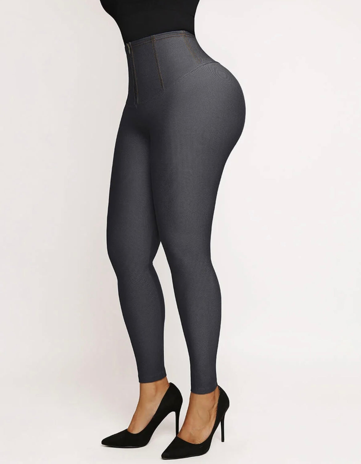 Black Denim Mid-Waist Shaping Jeggings