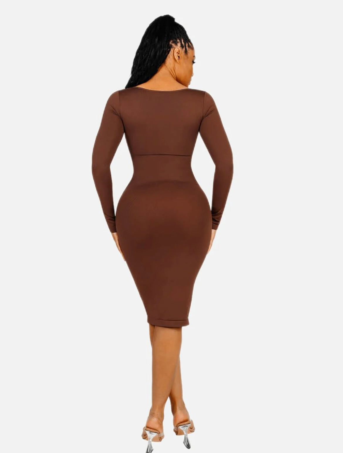 Brown Compression Bodycon Shapewear Dress