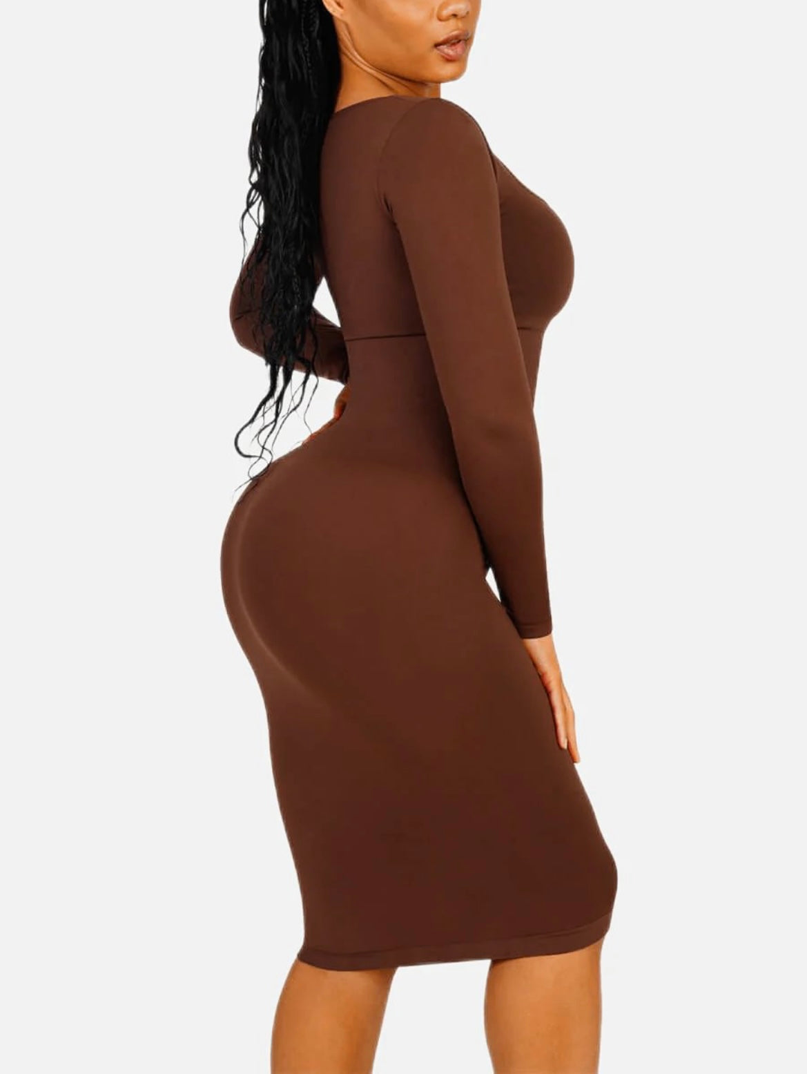 Brown Compression Bodycon Shapewear Dress