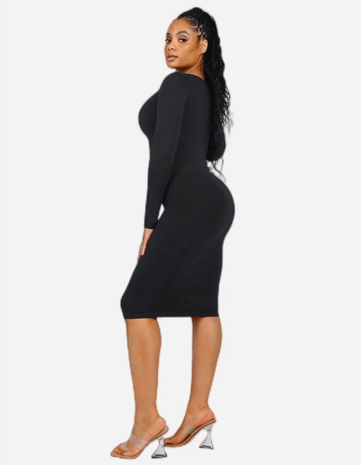 Brown Compression Bodycon Shapewear Dress