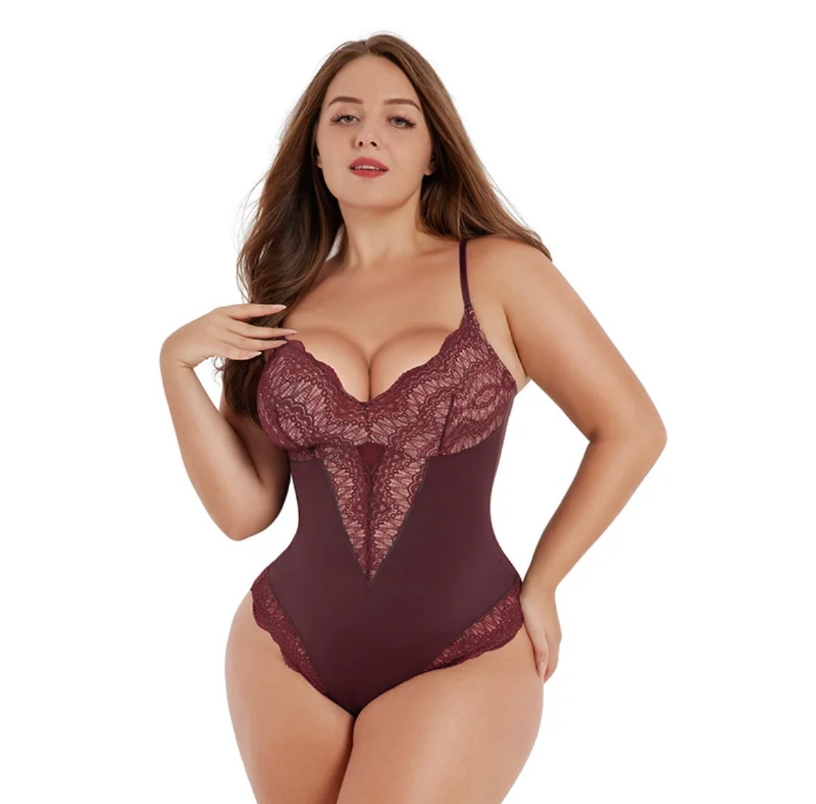 Burgundy Lingerie Shapewear Bodysuit