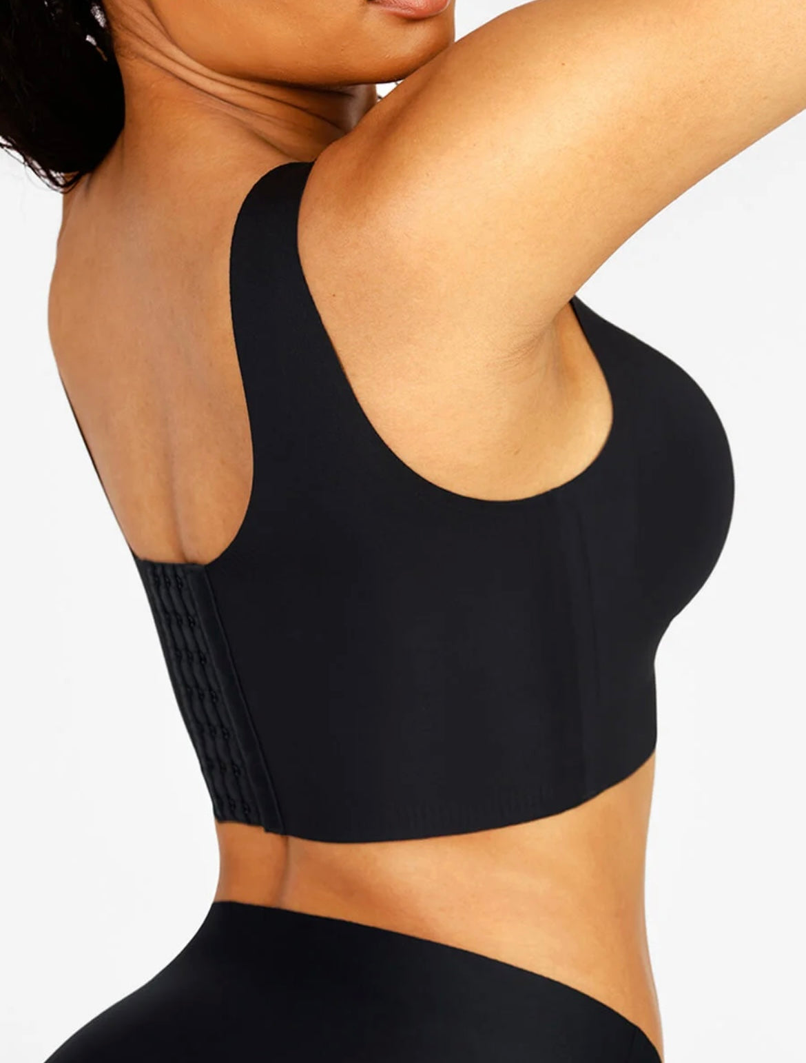 Black Seamless V-Neck Support Bra