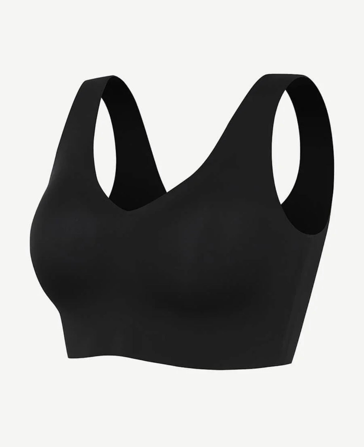 Black Seamless V-Neck Support Bra