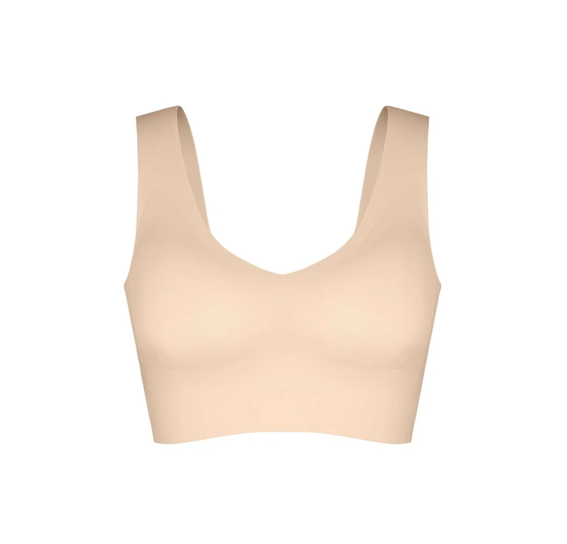 Beige Seamless V-Neck Support Bra