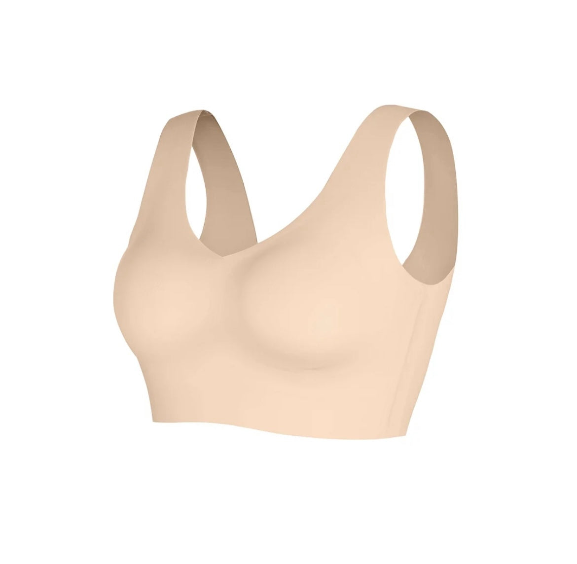 Beige Seamless V-Neck Support Bra